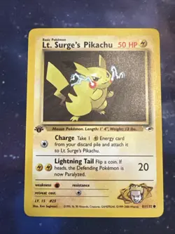 Lt. Surge's Pikachu 081/132 Gym Heroes Regular 1st Edition Vintage Pokemon CCG - Image 2