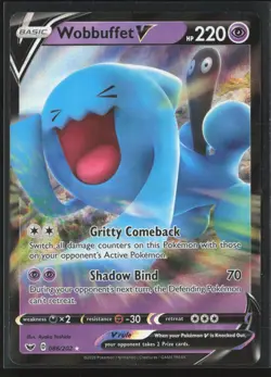 Wobbuffet V 086/202 V Rare Holo Sword & Shield Pokemon NM - Image 1