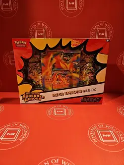Pokemon Mega Evolution Ascended Heros Mega Emboar Ex Box Factory Sealed Creased - Image 1