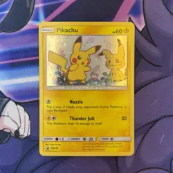 Pokemon Pikachu TCG Sun & Moon SM162 Holo Promo Card Swirl - Image 3