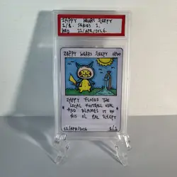 1/1 Hand Drawn Zappy Rat Snorlax Poncho Slabbed Card Pokemon Parody Brokemon Art - Image 2