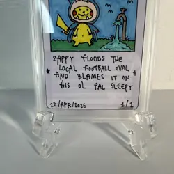 1/1 Hand Drawn Zappy Rat Snorlax Poncho Slabbed Card Pokemon Parody Brokemon Art - Image 3