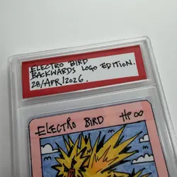 1/1 Original Hand Drawn Electro Bird Slabbed Signed Brokemon Parody Pokemon Card - Image 3