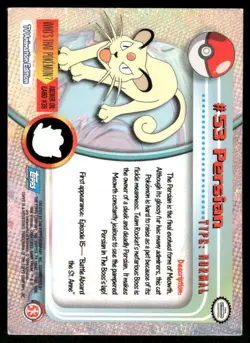 Pokemon Cards Persian #53 Topps Trading Cards Series 1 LP *1 - Image 2
