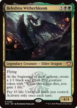 NM Beledros Witherbloom, MTG, Strixhaven Commander, Magic the Gathering, 296 - Image 1