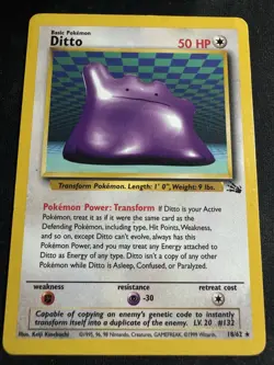 Pokemon Ditto Fossil Holo Rare Unlimited 3/62 Basic 50 HP English Card 1999 - Image 1