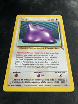 Pokemon Ditto Fossil Holo Rare Unlimited 3/62 Basic 50 HP English Card 1999 - Image 2