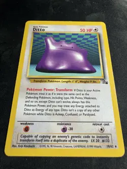 Pokemon Ditto Fossil Holo Rare Unlimited 3/62 Basic 50 HP English Card 1999 - Image 5