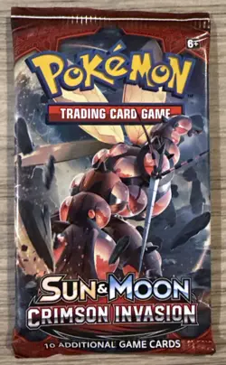 🔥Pokemon Sun & Moon Crimson Invasion Booster 4 Pack - 2017 Sealed Collectible🔥 820650802492 - Image 3