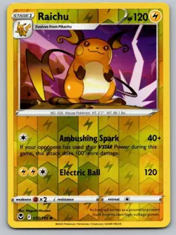 Raichu 050/195 Uncommon Silver Tempest Pokemon Reverse Holo Near Mint - Image 1