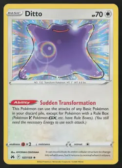 Ditto 107/159 Holo Rare Crown Zenith Pokemon Holo Near Mint - Image 1