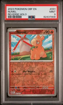 2023 POKEMON OBF EN-OBSIDIAN FLAMES REVERSE HOLO #031 NUMEL PSA 9 - Image 1