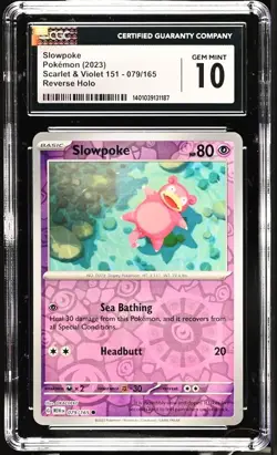 ✨✨✨ CGC 10 ENGLISH Slowpoke 079/165 Reverse Holo Pokemon 151 Card MEW-EN - Image 1