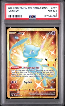 PSA 8 Pokemon 2021 Mew Full Art Celebrations Gold 25/25 Anniversary - Image 1