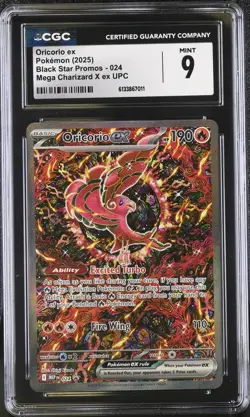 2025 Pokemon Black Star Promo Oricorio ex #024 Mega Charizard X ex UPC CGC 9 - Image 1