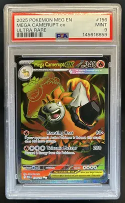 2025 Pokemon Mega Evolution Camerupt ex Ultra Rare #156/132 PSA 9 - Image 1