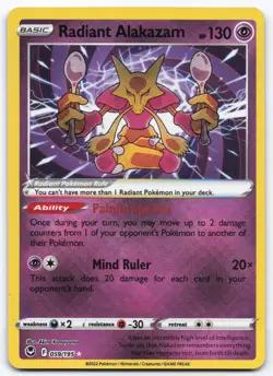 Pokemon TCG Radiant Alakazam 059/195 Silver Tempest Playset NM - Image 1