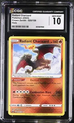 POKEMON CROWN ZENITH RADIANT CHARIZARD 020/159 HOLO CGC 10 GEM MINT (A) - Image 1