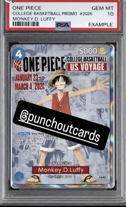 One Piece Monkey D. Luffy US College Basketball Card Promo PSA 10 Pre Sale - Image 1