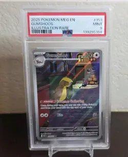 PSA 9 MINT Gumshoos 153/132 ILLUSTRATION RARE HOLO ME01 Pokemon Card 813 - Image 1
