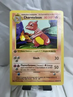 Charmeleon Pokemon Card - Base Set Shadowless 1st Edition Starter Evolution - Image 1