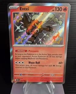 Pokemon Entei Shiny Rare Holo SV: Paldean Fates 112/091 130 HP Blaze Ball Card - Image 1