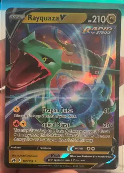 Rayquaza V 100/159 UR Holo NM Pokemon Card Crown Zenith - Image 1