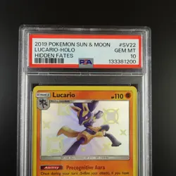 PSA 10 Lucario SV22/SV94 Pokemon Hidden Fates Holo Card - Image 2