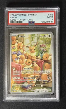 Eevee 188/167 Pokemon TCG Twilight Masquerade Illustration Graded Card PSA 9 - Image 1