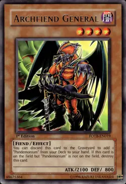 Archfiend General - Rare 1st Edition FOTB-EN019 - NM - YuGiOh - Image 1