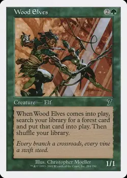 Wood Elves - Foil 7th Edition MP MTG - Image 1