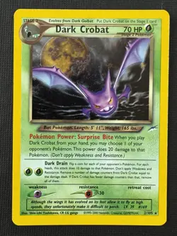 Pokemon Dark Crobat 2/105 Neo Destiny Unlimited Holo Rare 70HP Stage 2 English - Image 1