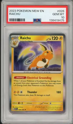 2023 Pokemon MEW 151 Raichu Holo #026 PSA 10 - Image 1