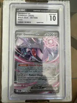 Pokemon Genesect ex 2025 Black Bolt 067/086 Holo CGC GEM MINT 10 - Image 1