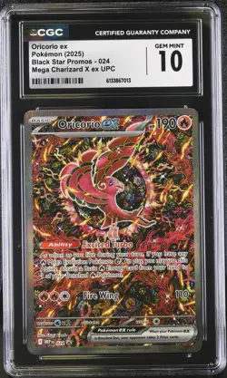 2025 Pokemon Black Star Promo Oricorio ex #024 Mega Charizard X ex UPC CGC 10 - Image 1