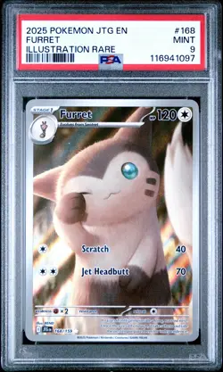 2025 POKEMON JTG EN-JOURNEY TOGETHER ILLUSTRATION RARE #168 FURRET PSA 9 - Image 1
