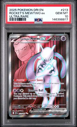 Pokemon Team Rocket's Mewtwo ex Ultra Rare Holo 213/182 Sv10 PSA 10 - Image 3