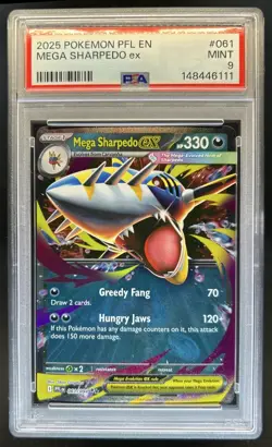 2025 Pokemon Phantasmal Flames Mega Sharpedo ex Double Rare #061/094 PSA 9 - Image 1