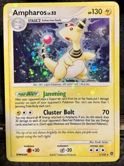 Pokemon *ERROR-Full Holo Bleed* Ampharos 1/132 Holo DPBP Secret Wonders🌀SWIRL🌀 - Image 1