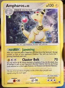Pokemon *ERROR-Full Holo Bleed* Ampharos 1/132 Holo DPBP Secret Wonders🌀SWIRL🌀 - Image 3