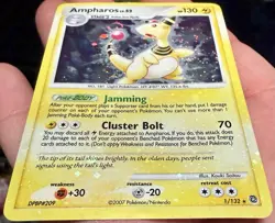 Pokemon *ERROR-Full Holo Bleed* Ampharos 1/132 Holo DPBP Secret Wonders🌀SWIRL🌀 - Image 5