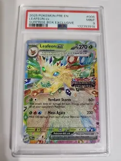 Pokemon TCG Prismatic Evolutions Leafeon EX 006/131 Stamped Promo PSA 9 - Image 1