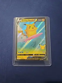 Pokemon Surfing Pikachu V Ultra Rare Full Art Holo 008/025 Celebrations TCG - Image 1
