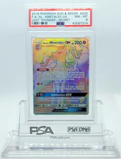 POKEMON LOST THUNDER ALOLAN NINETALES GX #225 SECRT RARE PSA 8 NM-MT #43587314 - Image 1
