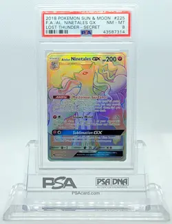POKEMON LOST THUNDER ALOLAN NINETALES GX #225 SECRT RARE PSA 8 NM-MT #43587314 - Image 2