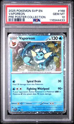 2025 POKEMON SVP EN-SV BLACK STAR PROMO #168 VAPOREON PSA 10 - Image 1