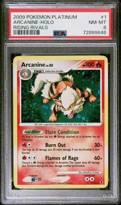 2009 POKEMON PLATINUM RISING RIVALS #1 ARCANINE-HOLO Psa 8 - Image 1