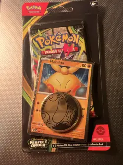 Pokemon Mega Evolution Perfect Order Booster Pack Makuhita Promo Card & Coin - Image 1