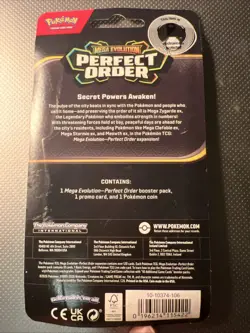 Pokemon Mega Evolution Perfect Order Booster Pack Makuhita Promo Card & Coin - Image 2