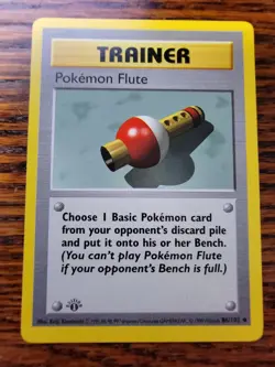 LP* Pokemon Cards: Base Set 1st Edition Uncommon: Pokemon Flute 86/102 Trainer - Image 1